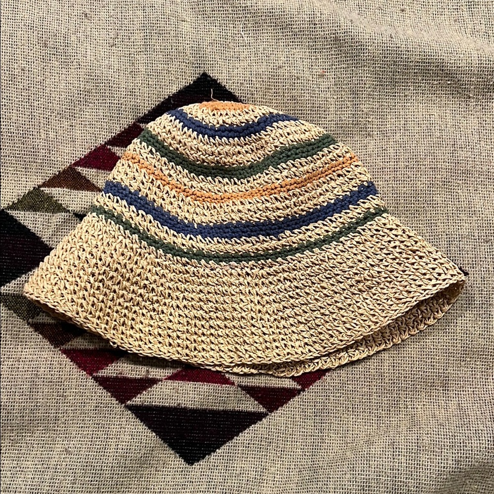 Vintage Italian Striped Crochet Bucket Hat